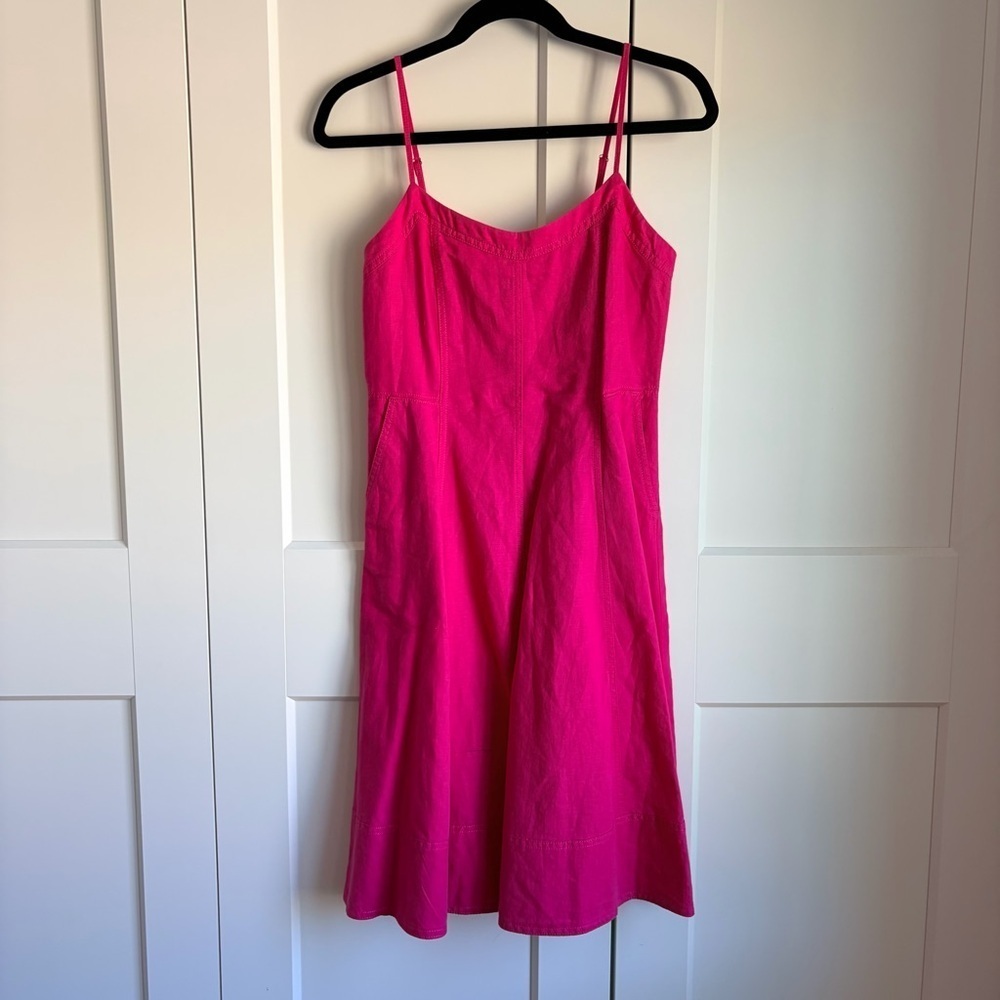 Banana Republic Vibrant Pink Linen Blend Midi Dress | 6P - Picture 2 of 8